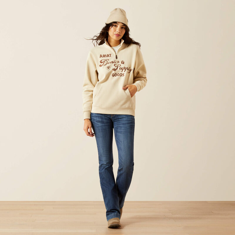Ariat Women's Oyster Grey Denim and Supply 1/2 Zip Sweatshirt