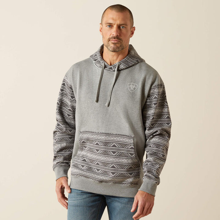 Ariat Men's Grey Geo Serape Southwestern Color Block Hoodie