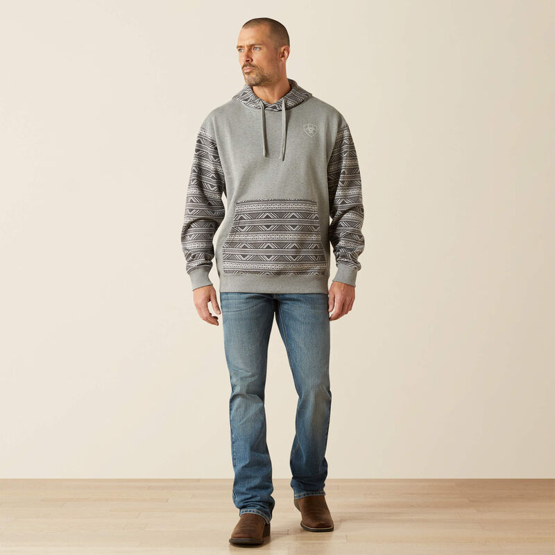 Ariat Men's Grey Geo Serape Southwestern Color Block Hoodie