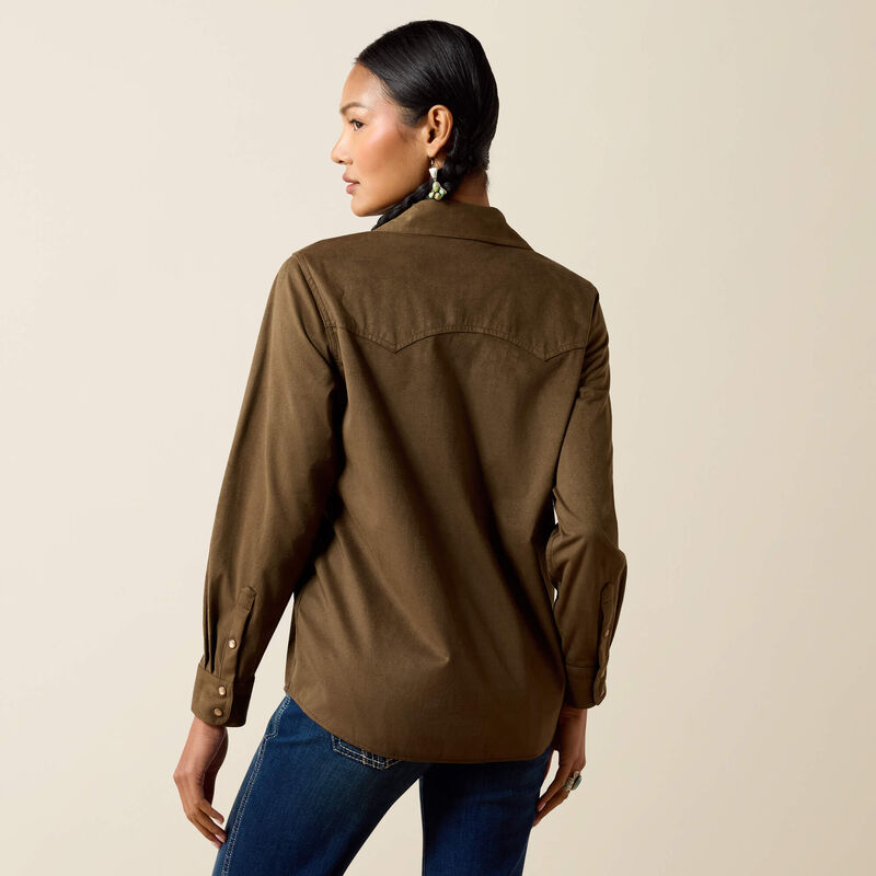 Ariat Women's Olive Suede Autumn Drift Western Snap Shirt