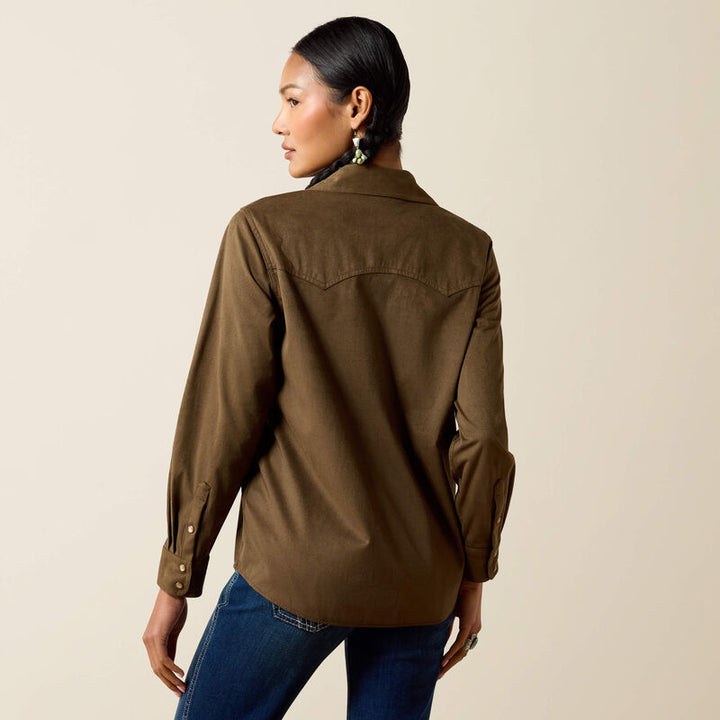 Ariat Women's Olive Suede Autumn Drift Western Snap Shirt