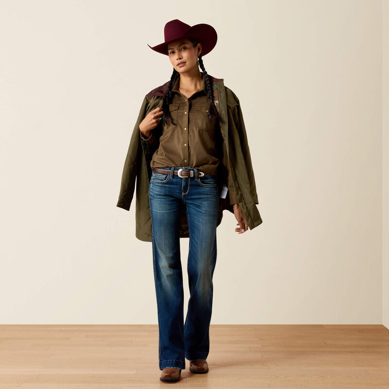 Ariat Women's Olive Suede Autumn Drift Western Snap Shirt