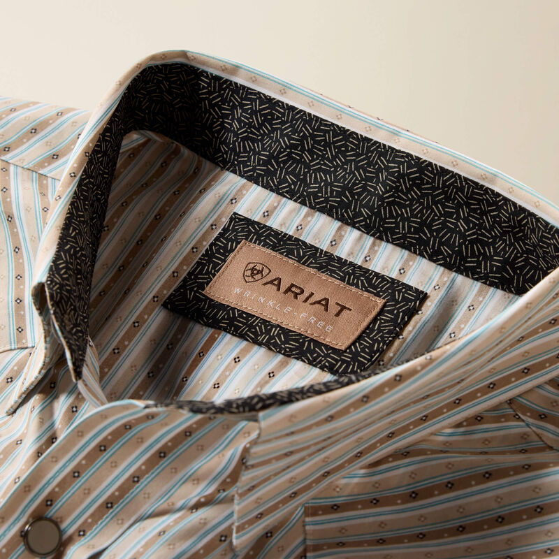 Ariat Men's Savannah Brown Geo Stripe Wrinkle Free Burnard Snap Shirt