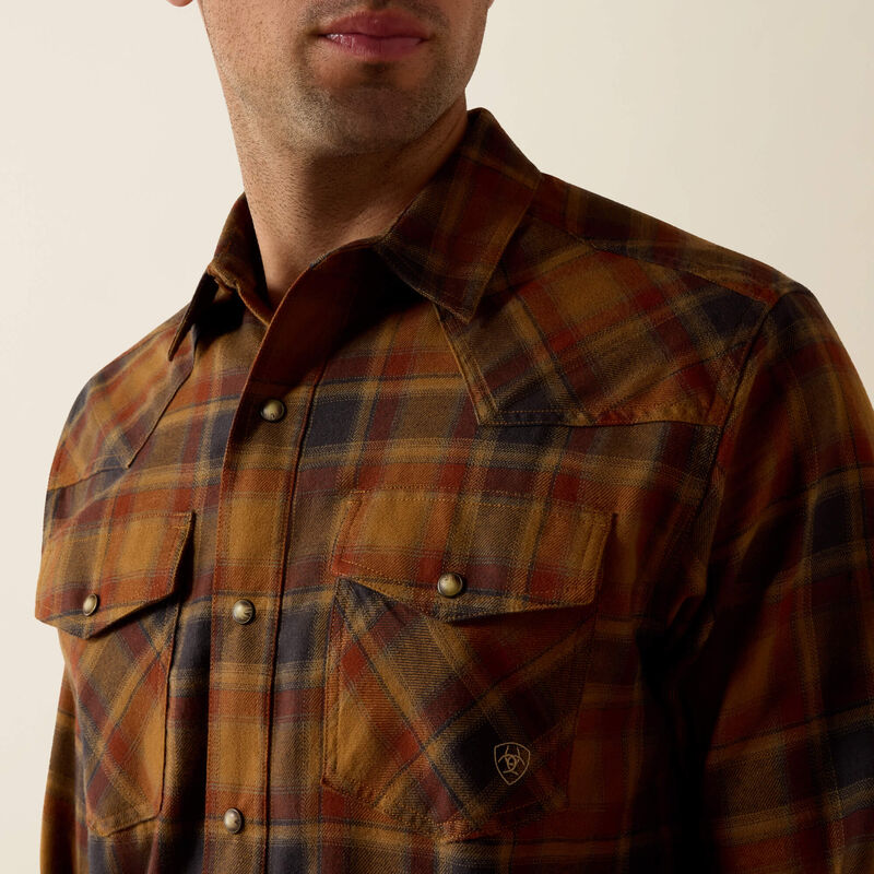 Ariat Men's Rubber Plaid Retro Hynes Fitted Snap Shirt