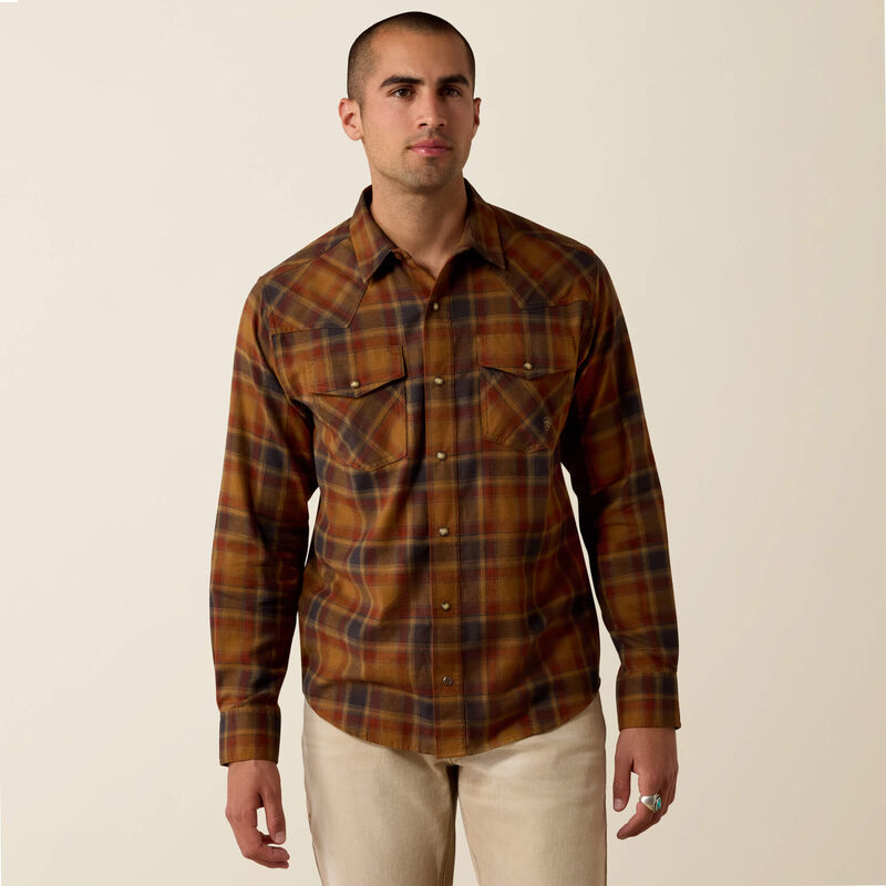 Ariat Men's Rubber Plaid Retro Hynes Fitted Snap Shirt