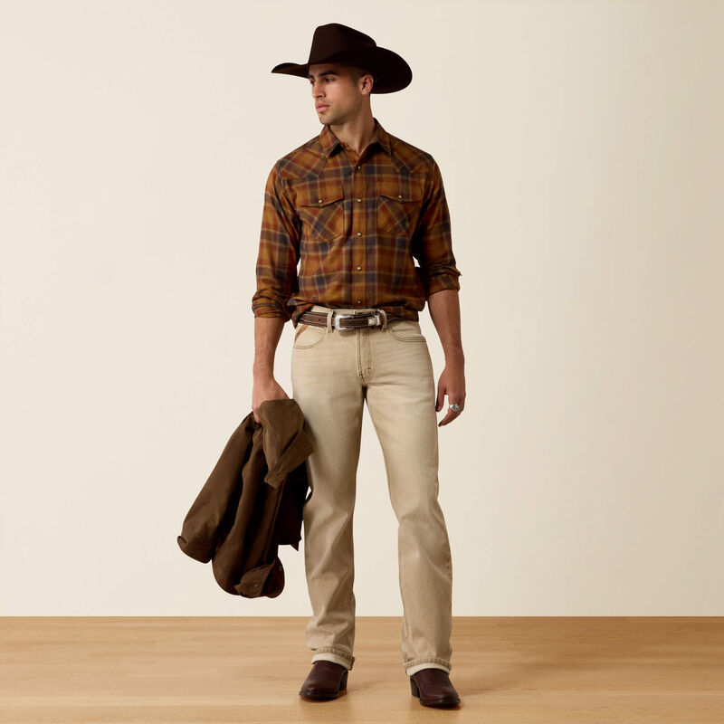 Ariat Men's Rubber Plaid Retro Hynes Fitted Snap Shirt