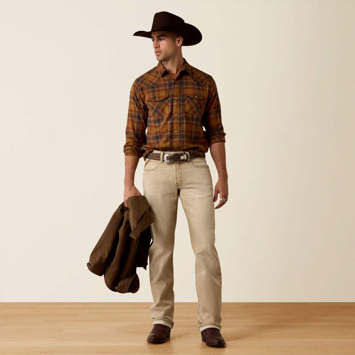 Ariat Men's Rubber Plaid Retro Hynes Fitted Snap Shirt