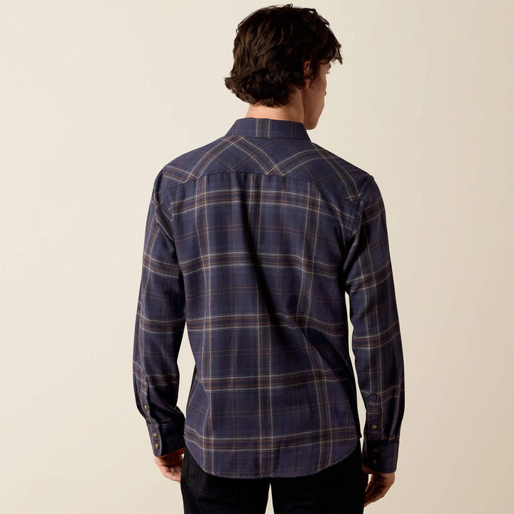 Ariat Men's Ombre Blue Plaid Retro Haas Fitted Snap Shirt