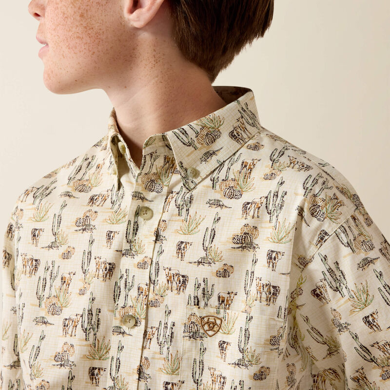 Ariat Youth Cream Scenic Print Luthor Classic Fit Shirt