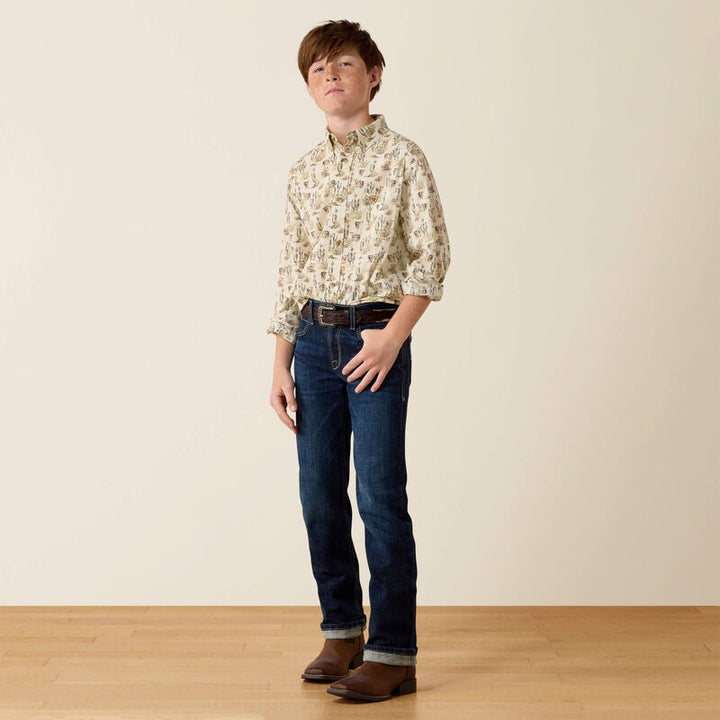 Ariat Youth Cream Scenic Print Luthor Classic Fit Shirt