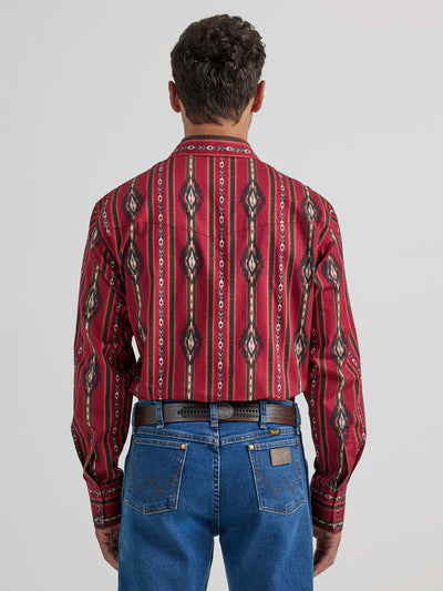 Wrangler Men's Classic Fit Checotah Western Long Sleeve Shirt