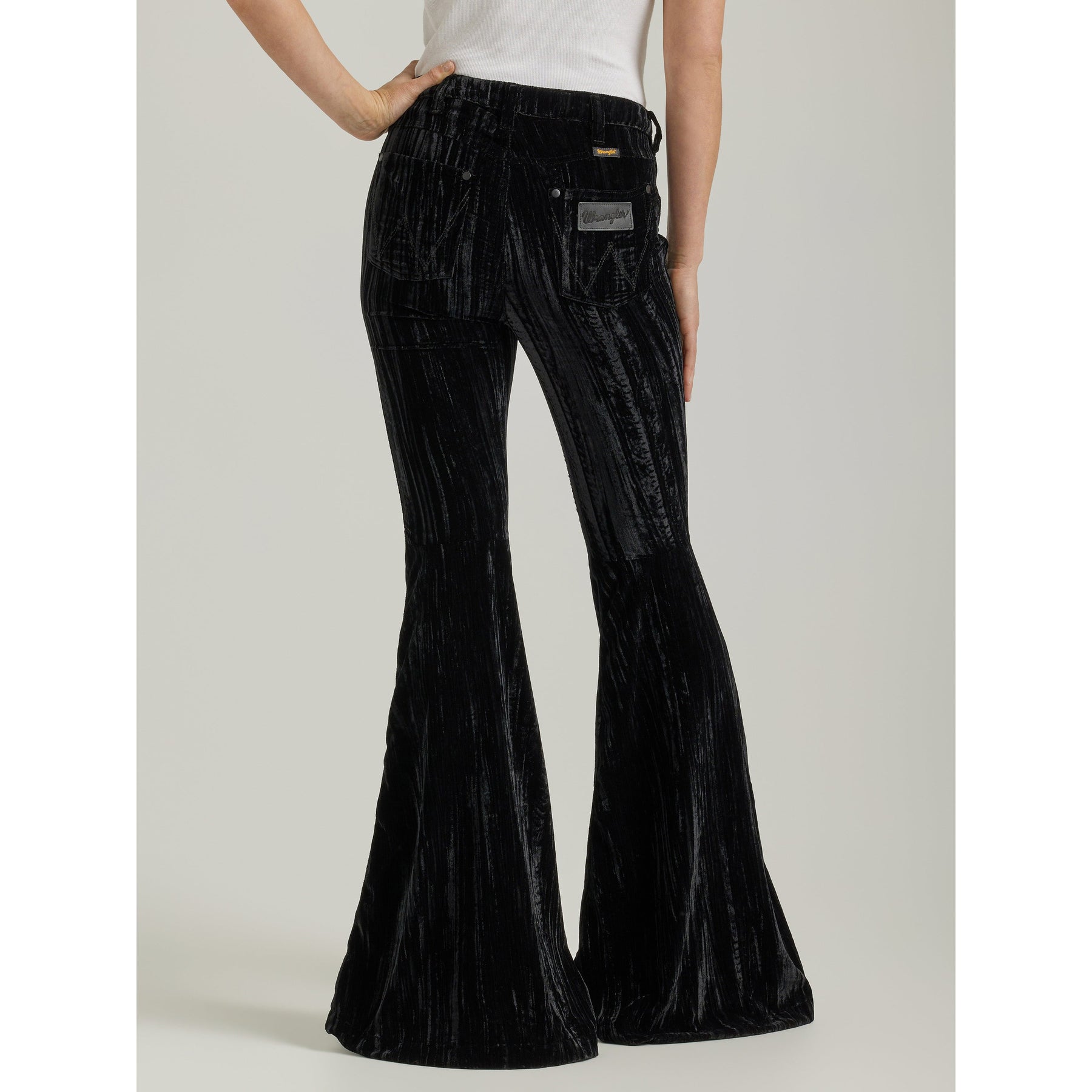 Wrangler Women's Retro Black Velvet High Rise Trumpet Flare – West