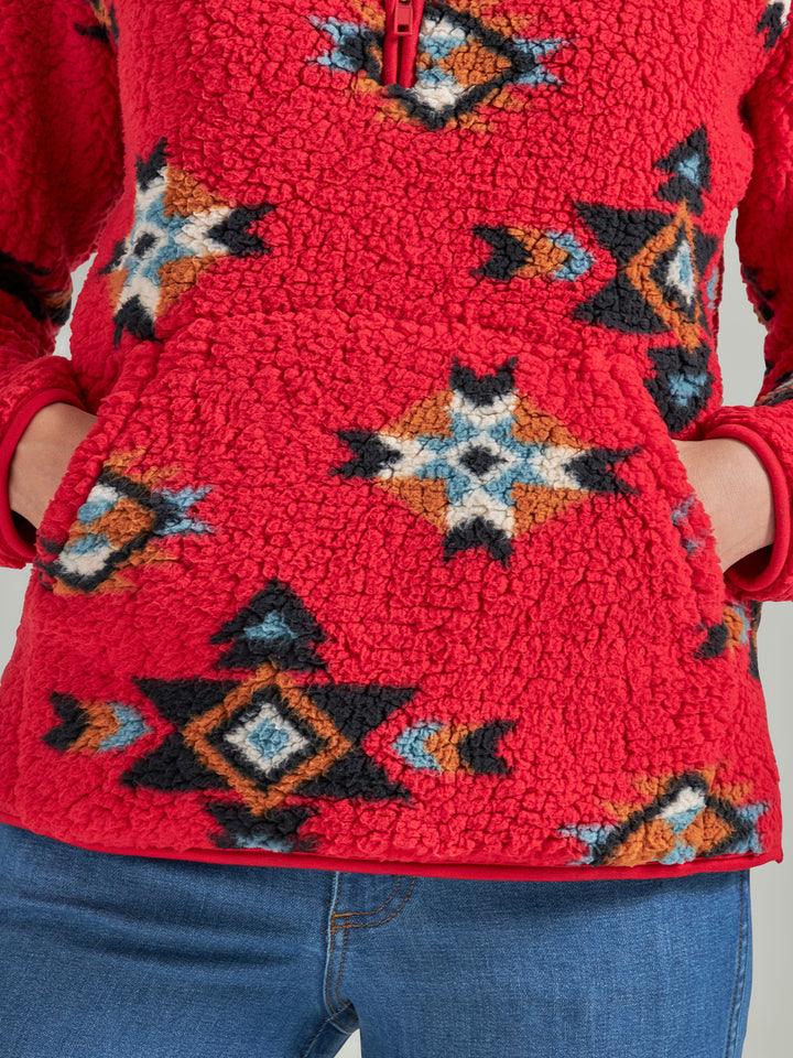 Wrangler Women's Retro Tango Red Sherpa Pullover