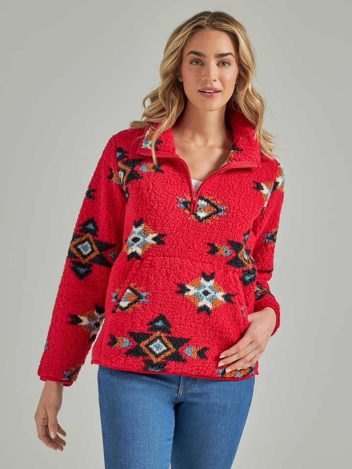 Wrangler Women's Retro Tango Red Sherpa Pullover