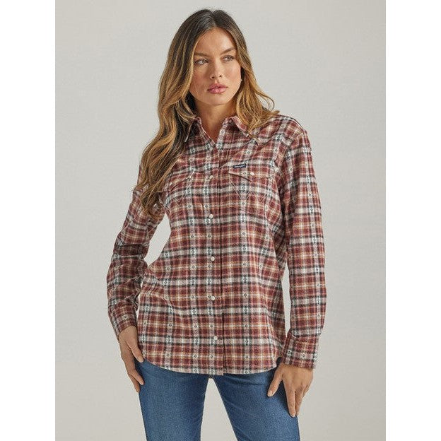 Wrangler Women's Retro Argan Oil Boyfriend Flannel Shirt