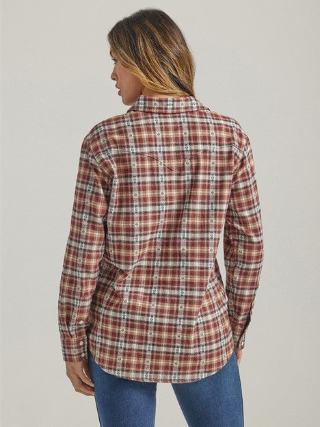 Wrangler Women's Retro Argan Oil Boyfriend Flannel Shirt