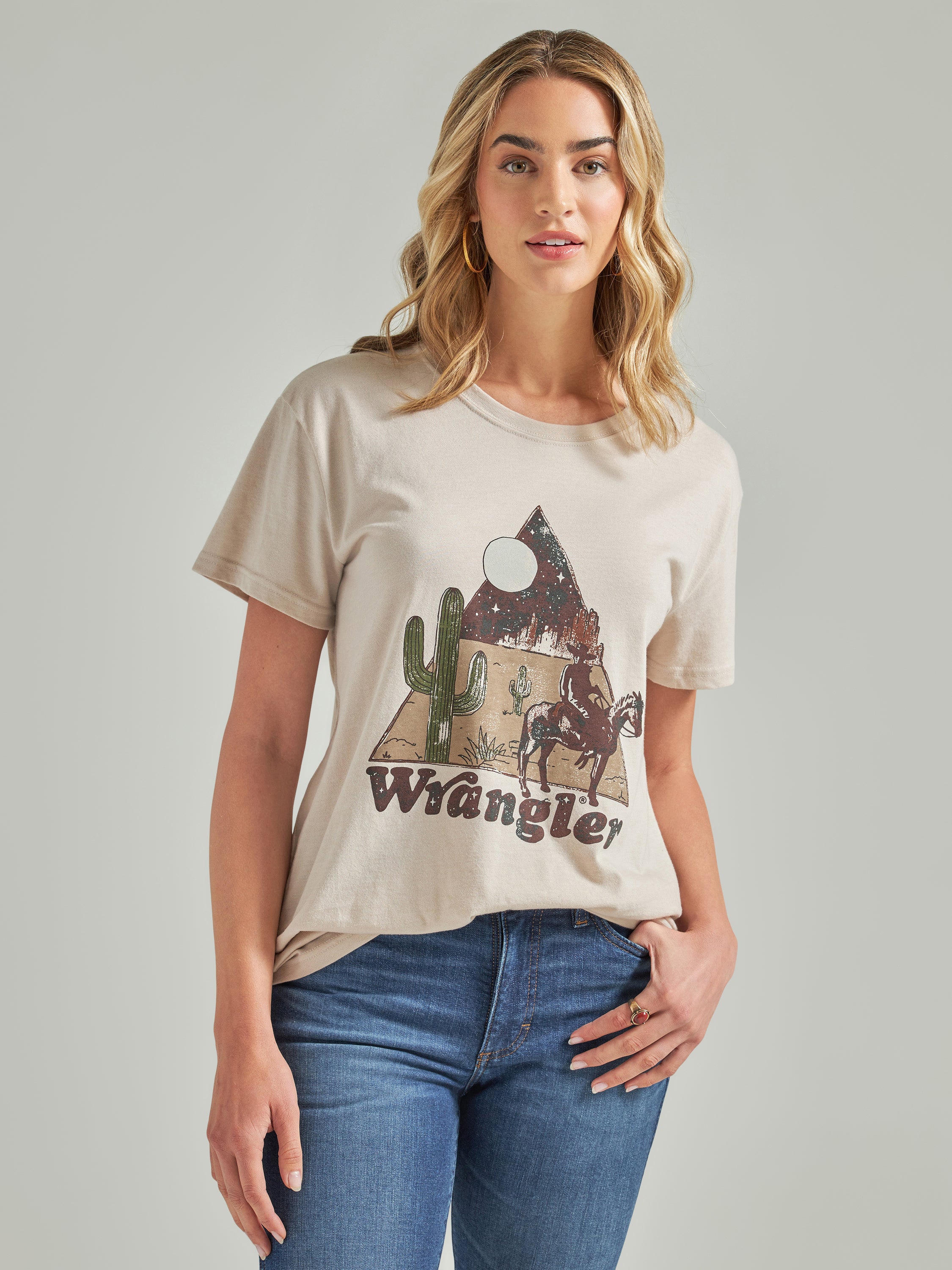 Wrangler Women's Tan Pyramid Western Boyfriend Graphic Tee – West 20 ...