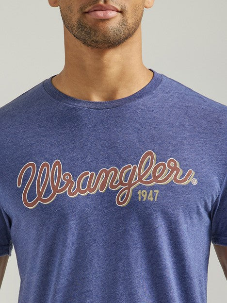Wrangler Men's Denim Heather Looped Logo Tee