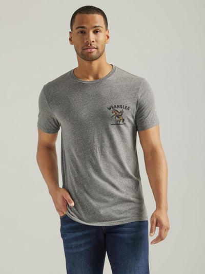 Wrangler Men's Graphite Bucking Cowboy Graphic Tee