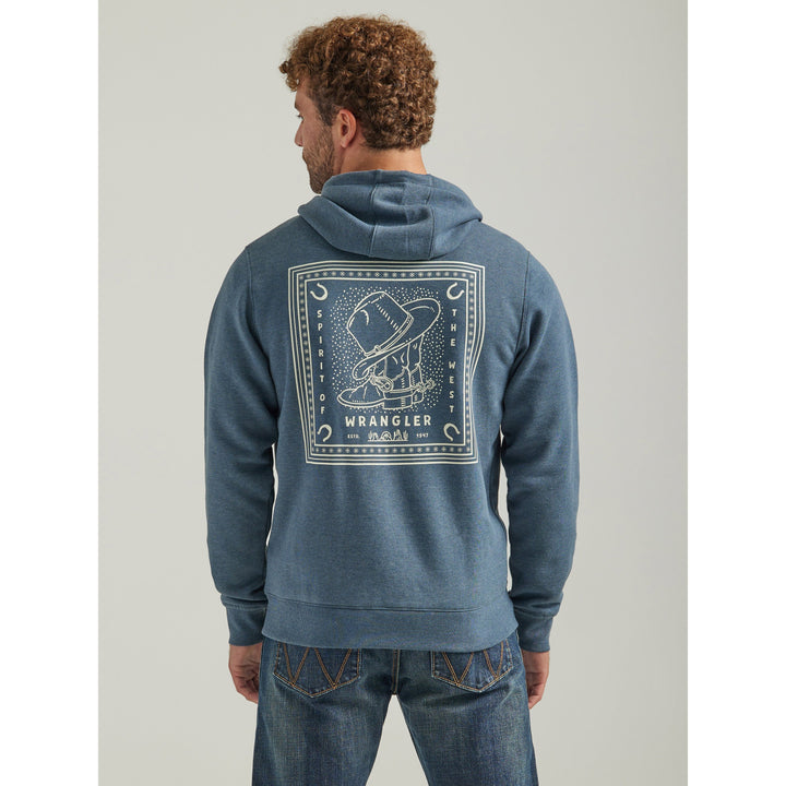 Wrangler Men's Midnight Navy Graphic Logo Full Zip Hoodie