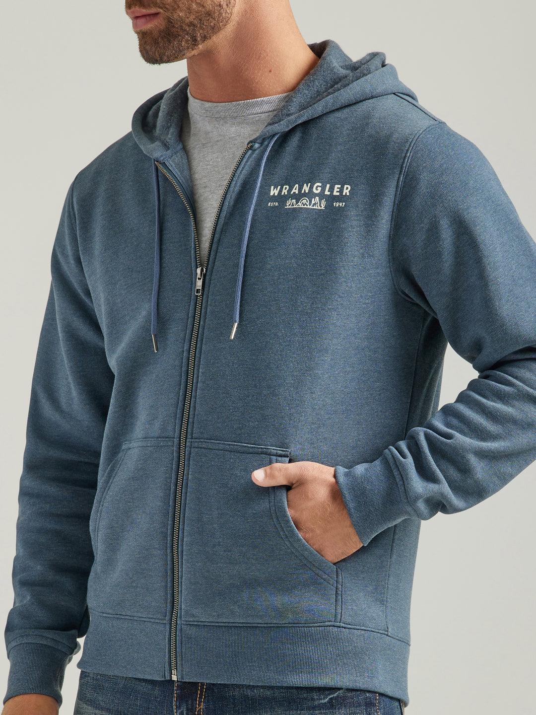 Wrangler Men's Midnight Navy Graphic Logo Full Zip Hoodie