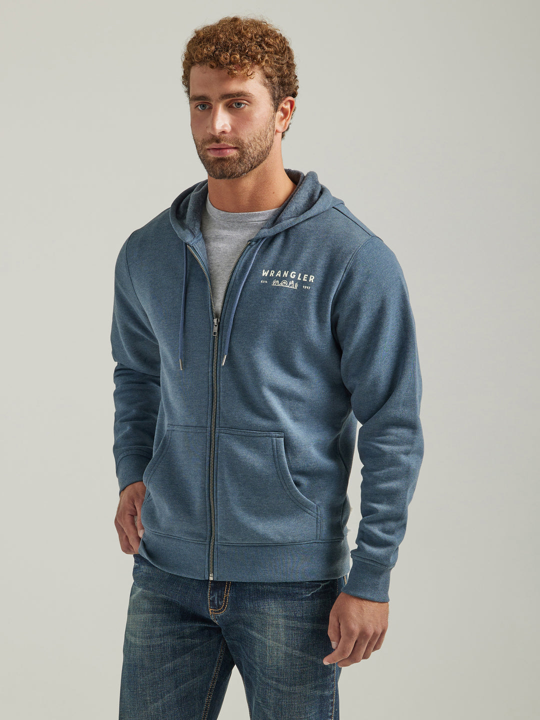 Wrangler Men's Midnight Navy Graphic Logo Full Zip Hoodie