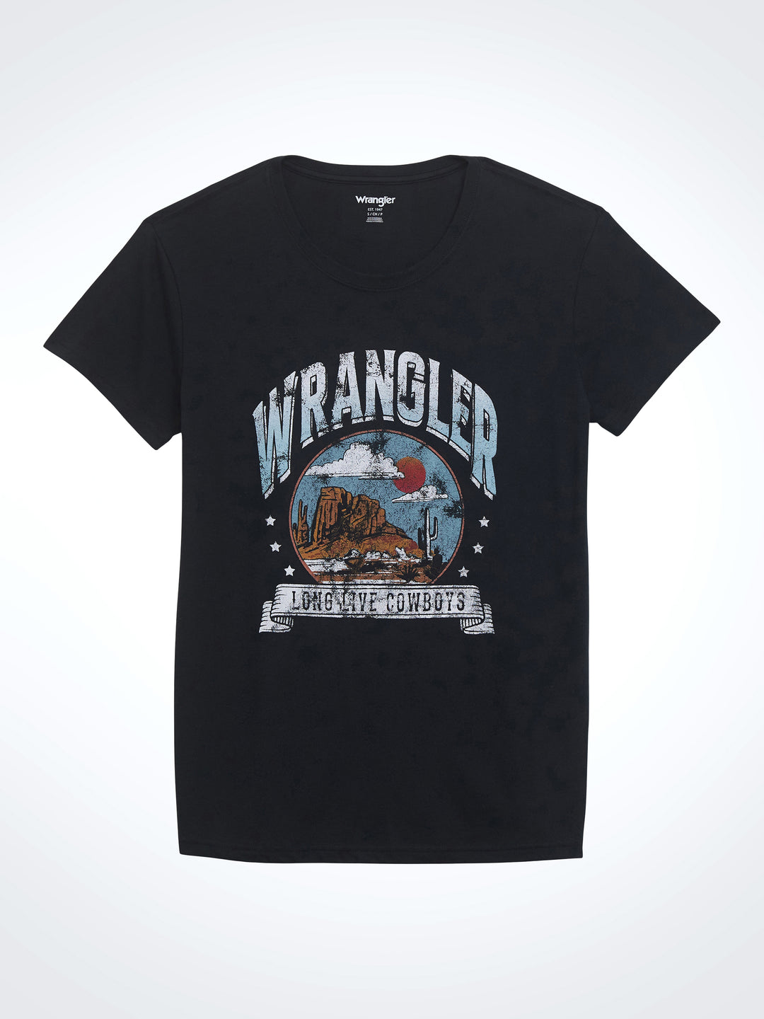 Wrangler Women's Jet Black Long Live Cowboys Boyfriend Tee