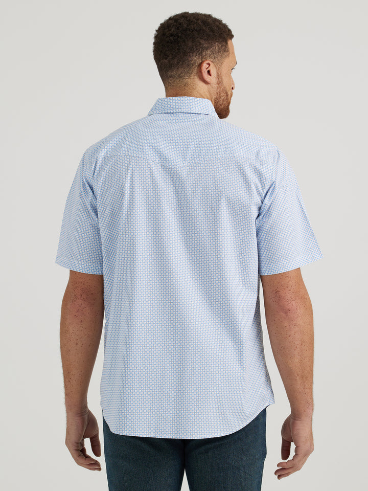 Wrangler Men's Sea Blue 20X Competition Short Sleeve Western Snap Shirt