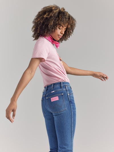 Wrangler Women's Barbie Positive Pink Cowgirl Graphic Tee