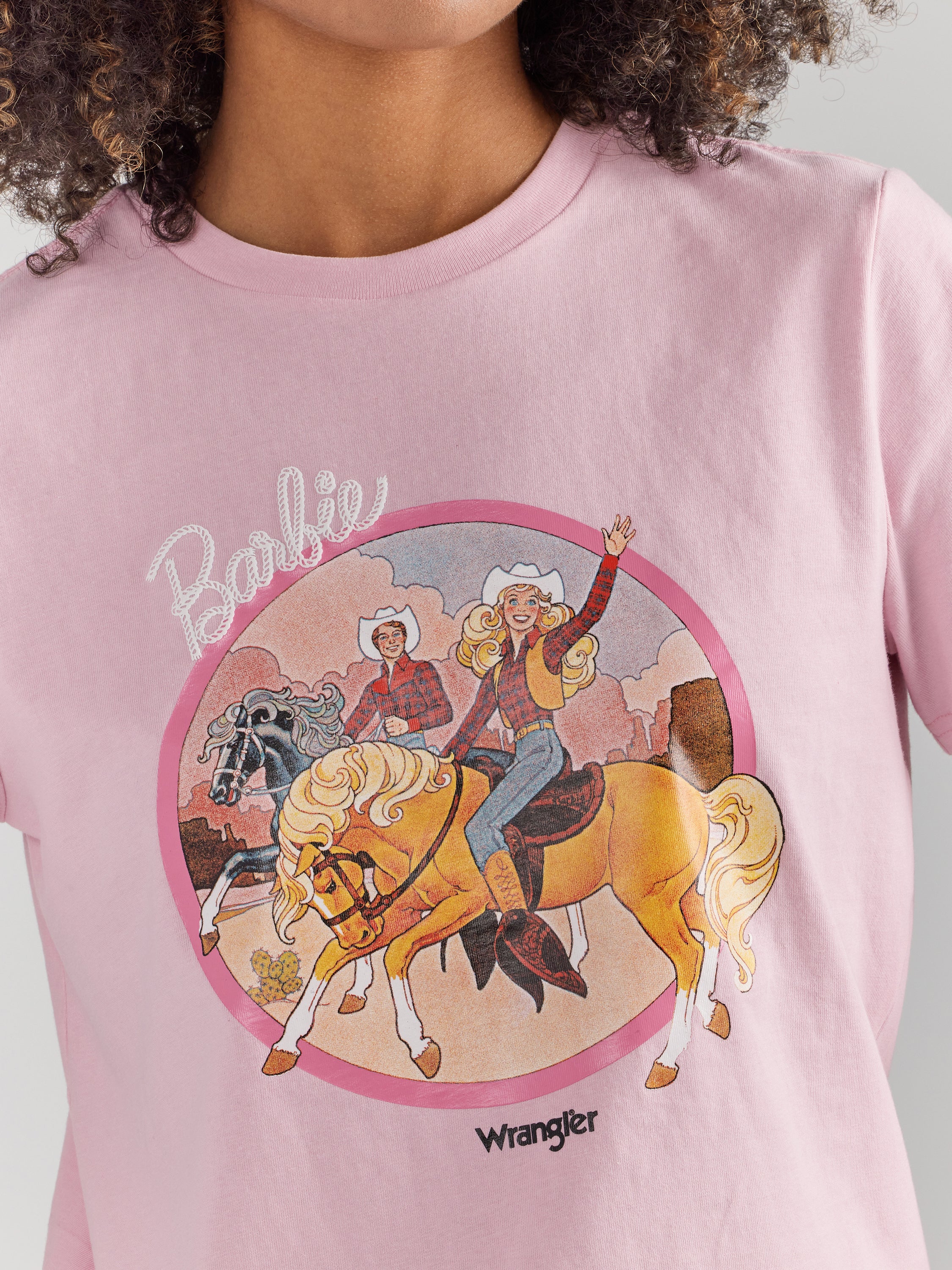 Wrangler Women's Barbie Positive Pink Cowgirl Graphic Tee