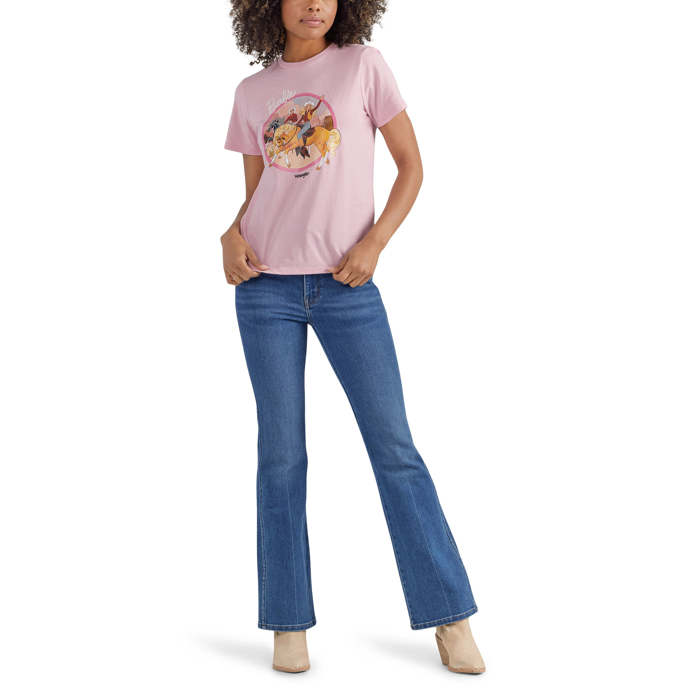 Wrangler Women's Barbie Positive Pink Cowgirl Graphic Tee