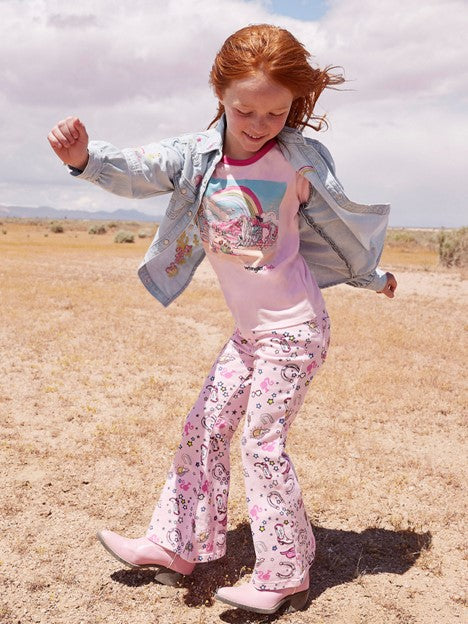 Wrangler Girl's Barbie Pinnacle Pink Trumpet Flare Jean