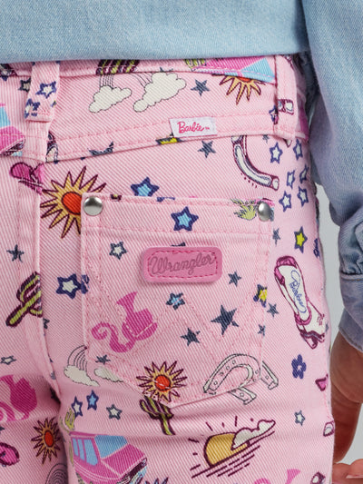 Wrangler Girl's Barbie Pinnacle Pink Trumpet Flare Jean