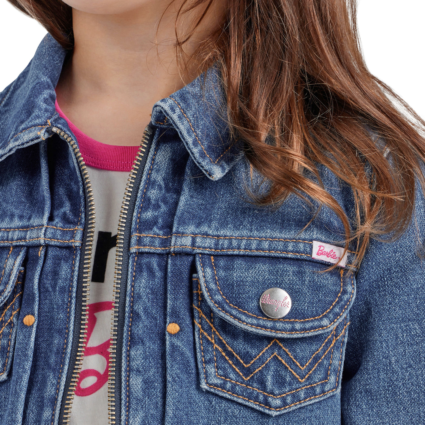 Wrangler Girl's Barbie Zip Front Denim Jacket