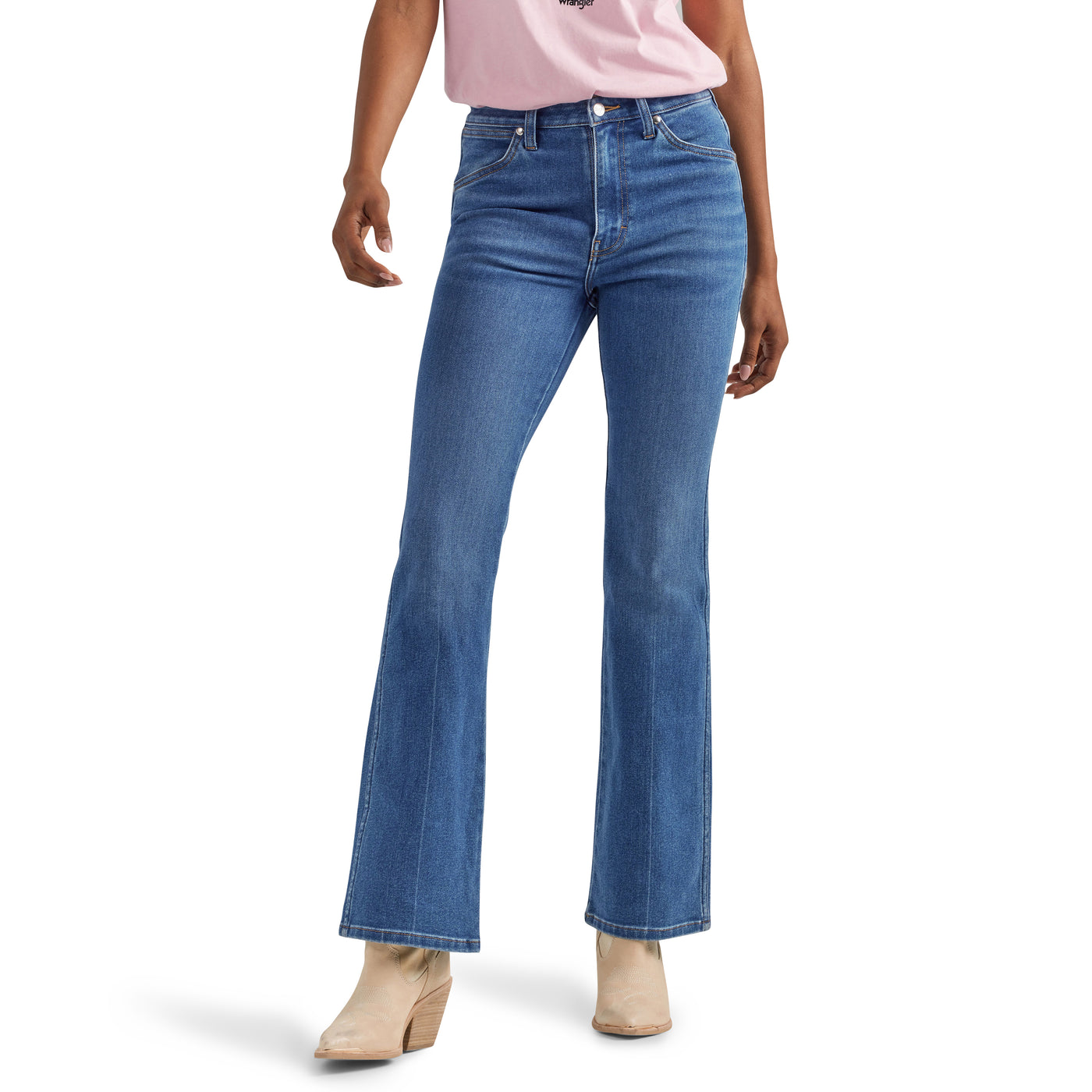 Wrangler Women's Barbie Westward Dark Wash High Rise Bootcut Jean