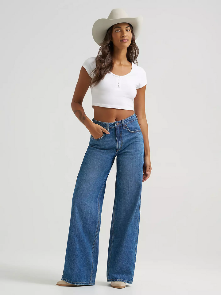 Wrangler Women's Yvette Retro Bailey High Rise Wide Leg Jean
