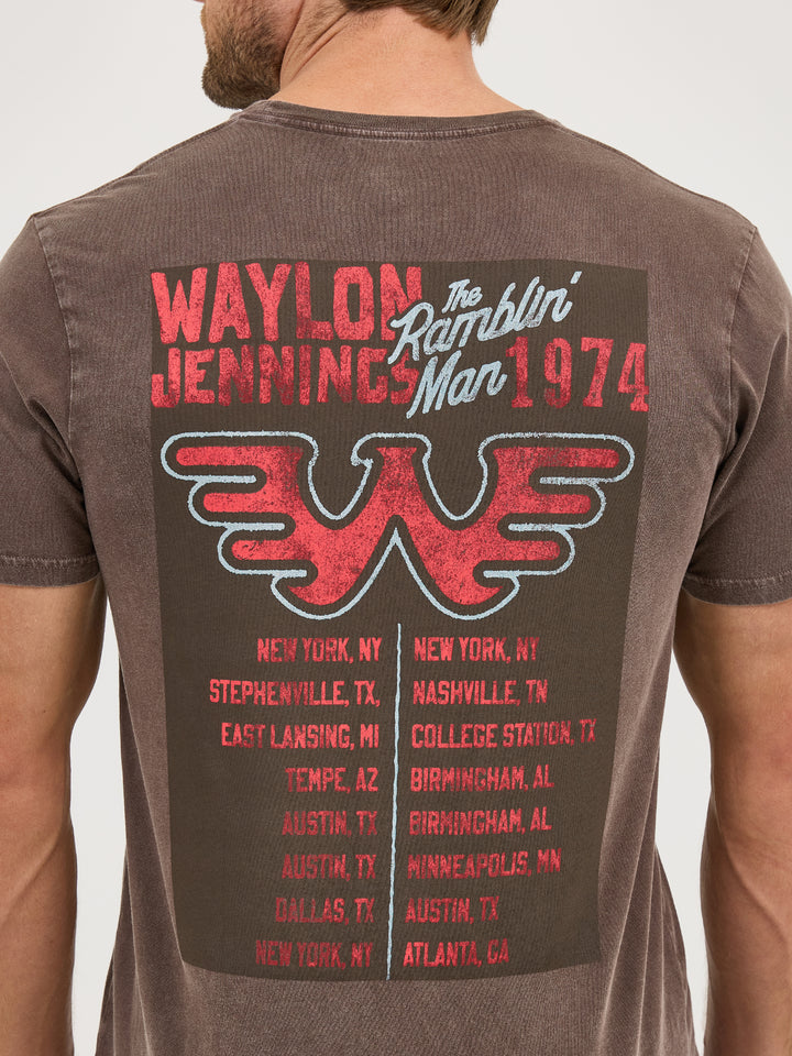 Wrangler Men's Chocolate Plum Waylon Jennings Tee