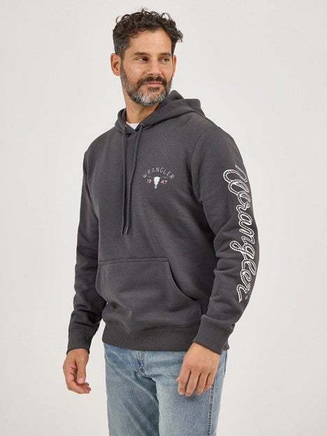 Wrangler Men's Worn Grey Long Live Cowboys Hoodie