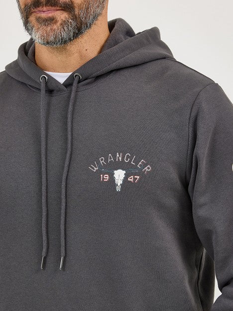Wrangler Men's Worn Grey Long Live Cowboys Hoodie