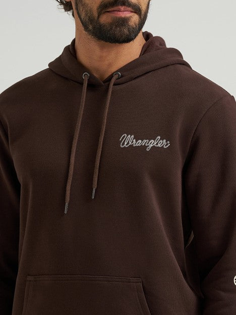 Wrangler Men's Mole Brown Rope Logo Hoodie