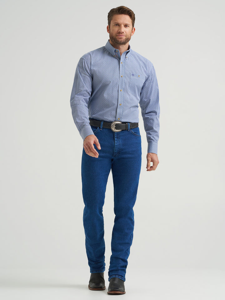 Wrangler Men's Slate Blue Relaxed Fit Classic Button Down Shirt