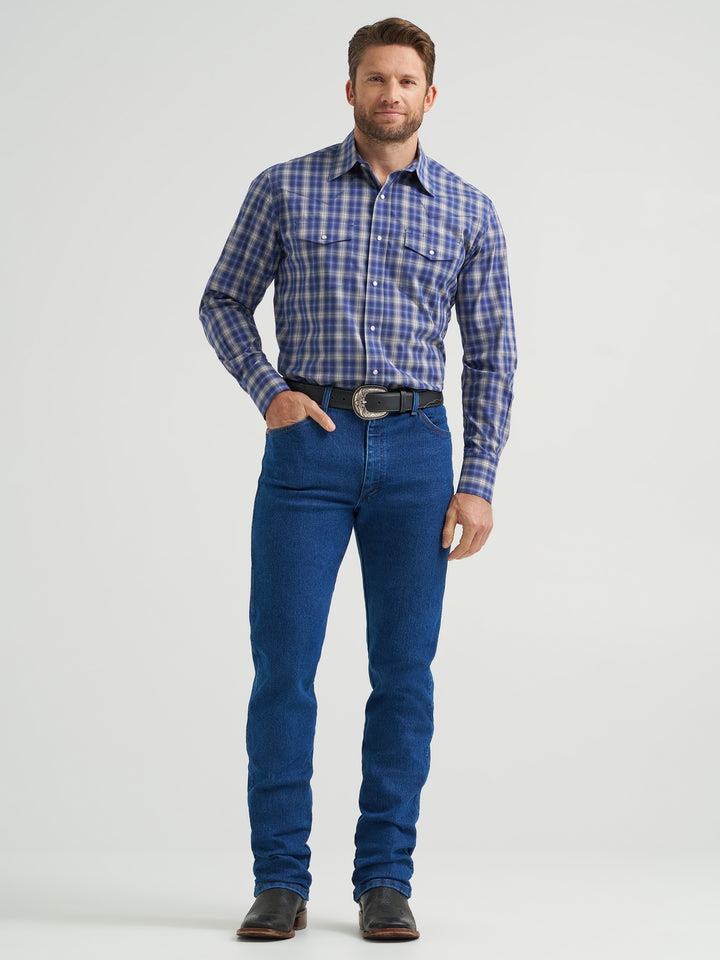 Wrangler Men's Navy Wrinkle Resistant Snap Western Shirt