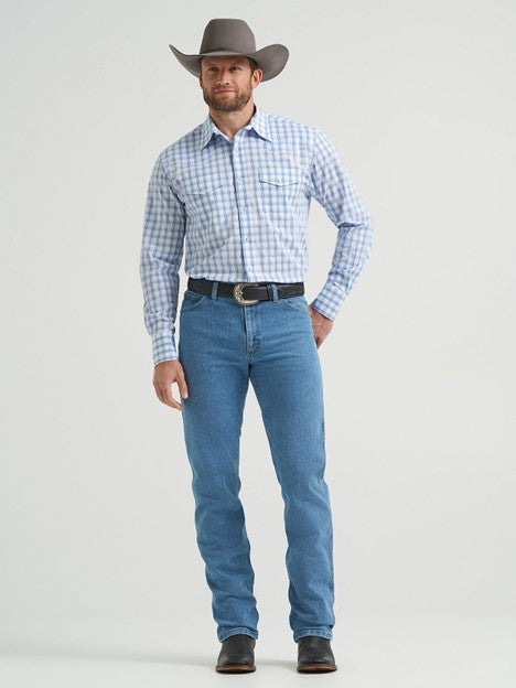 Wrangler Men's True Blue Plaid Snap Down Western Shirt