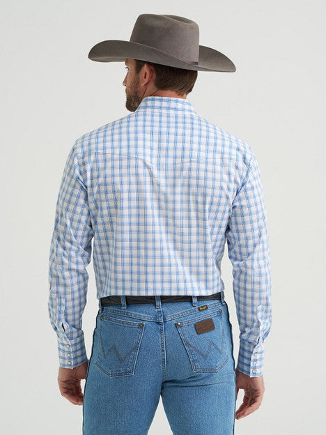 Wrangler Men's True Blue Plaid Snap Down Western Shirt