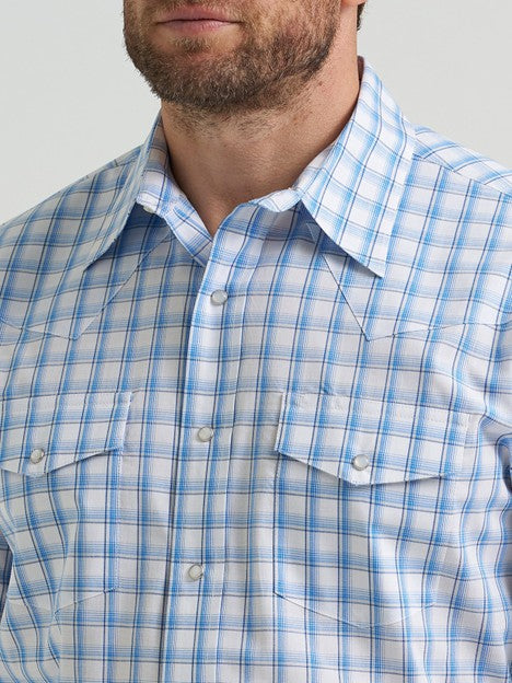 Wrangler Men's True Blue Plaid Snap Down Western Shirt