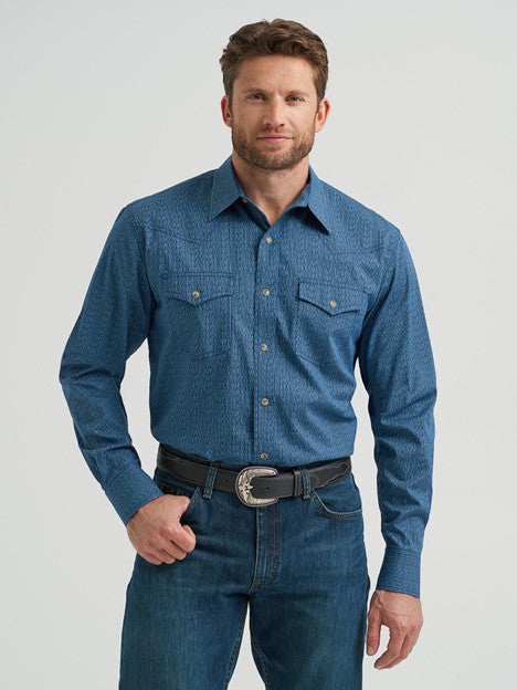 Wrangler Men's Jean Blue 20X Competition Western Snap Shirt