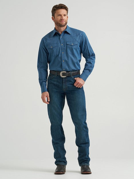 Wrangler Men's Jean Blue 20X Competition Western Snap Shirt