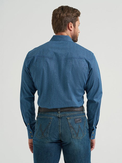 Wrangler Men's Jean Blue 20X Competition Western Snap Shirt