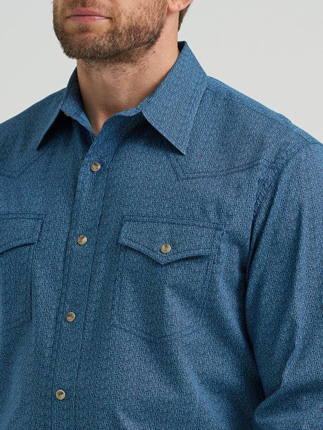 Wrangler Men's Jean Blue 20X Competition Western Snap Shirt