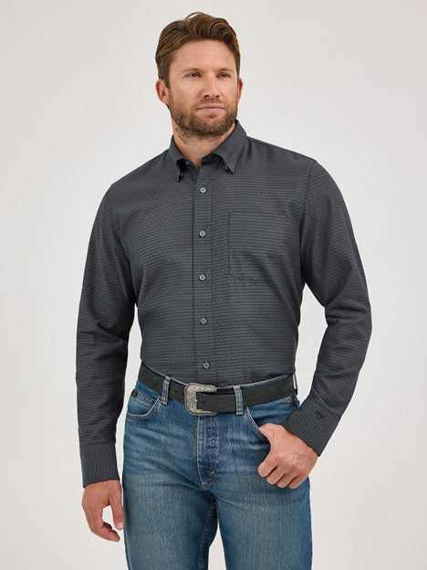 Wrangler Men's Black Shadow Cody Johnson One Pocket Button Down Shirt
